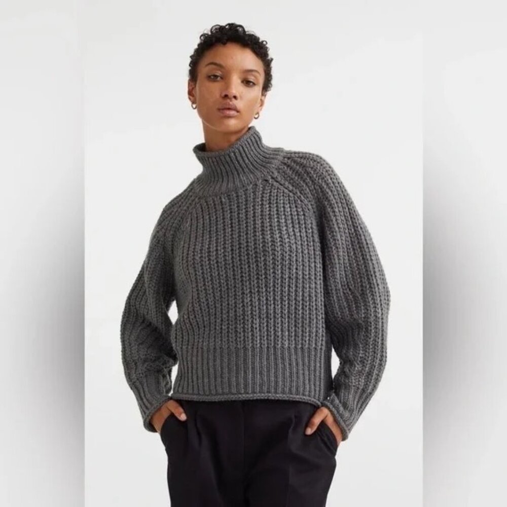 H&M Chunky Oversized Chunky Knit Turtleneck Sweater